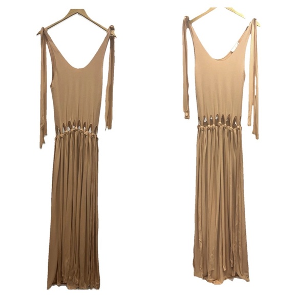 CHLOE Fringe Maxi Dress Beige Tan Knit Sleeveless Boho Resort FR 38 US 6 NWT NEW - Picture 6 of 14